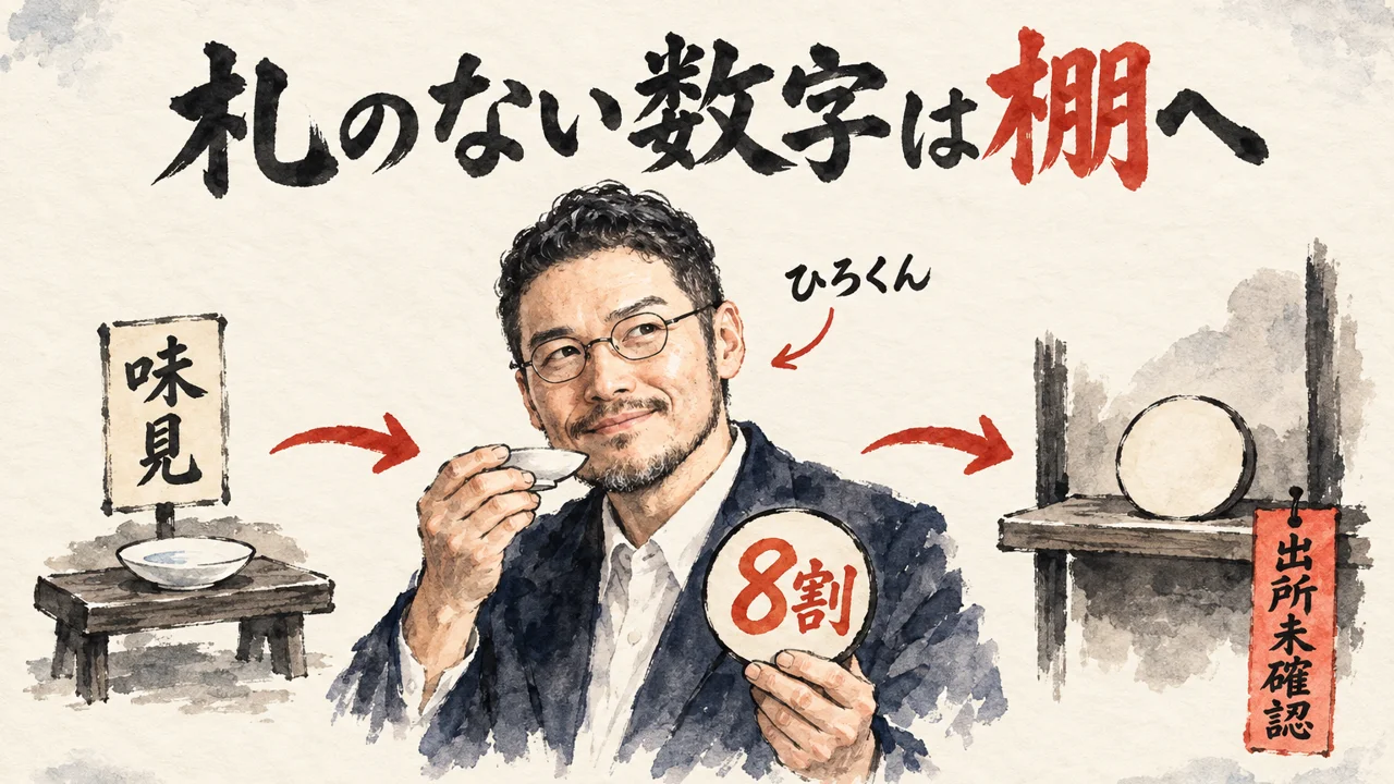 コラム図解: 味見の自信と味の正しさは別。札のない数字は棚に置いておく