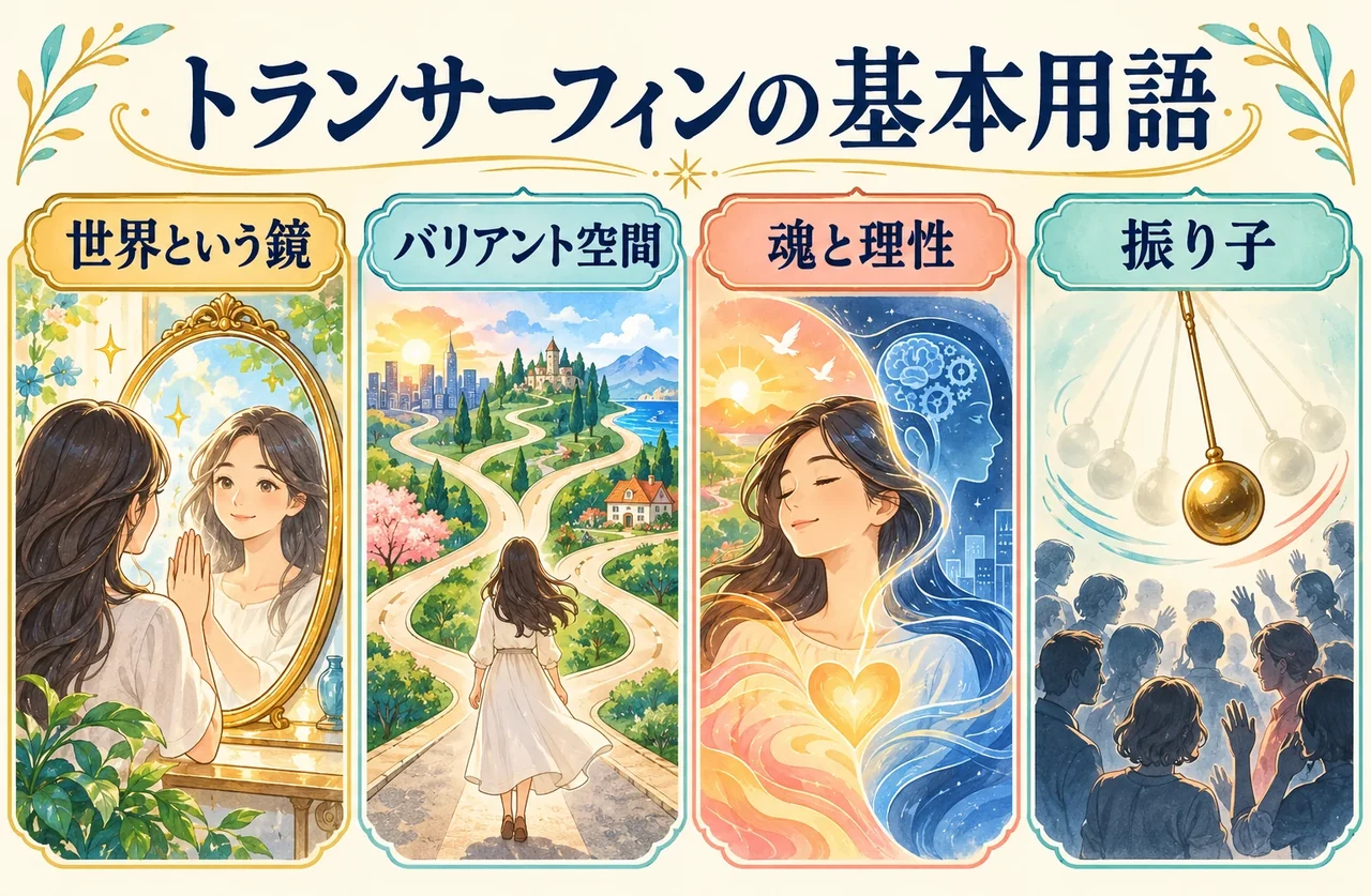 トランサーフィンの基本用語。世界という鏡、バリアント空間、魂と理性、振り子