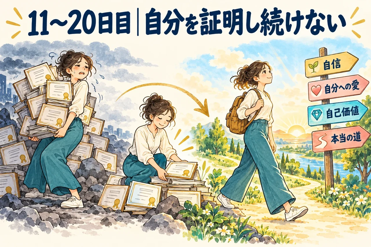 11〜20日目｜自分を証明し続けない。自信、自分への愛、自己価値、本当の道