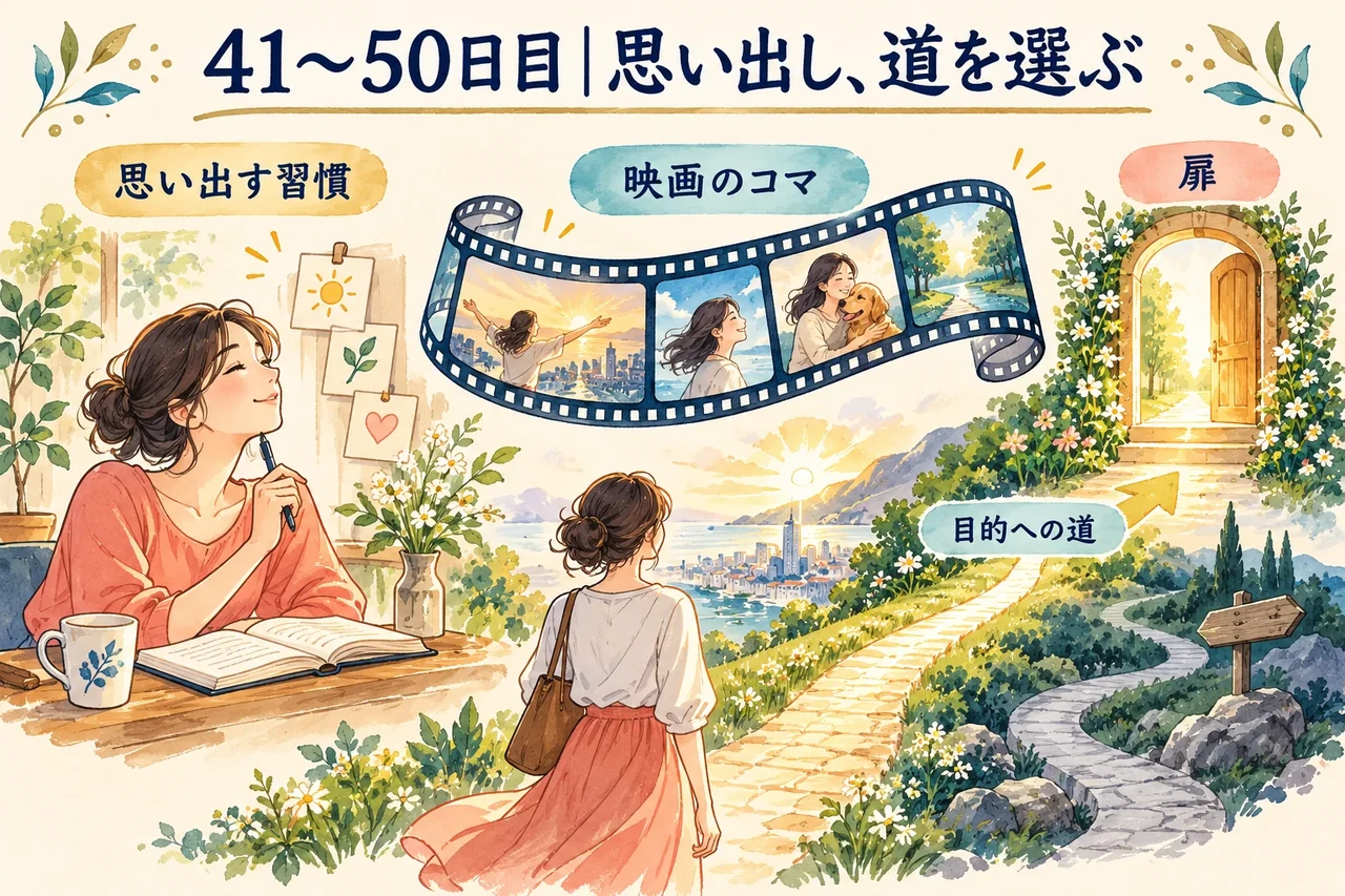 41〜50日目｜思い出し、道を選ぶ。思い出す習慣、映画のコマ、目的への道、扉