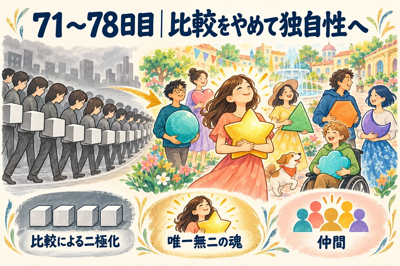 71〜78日目｜比較をやめて独自性へ。比較による二極化、唯一無二の魂、仲間