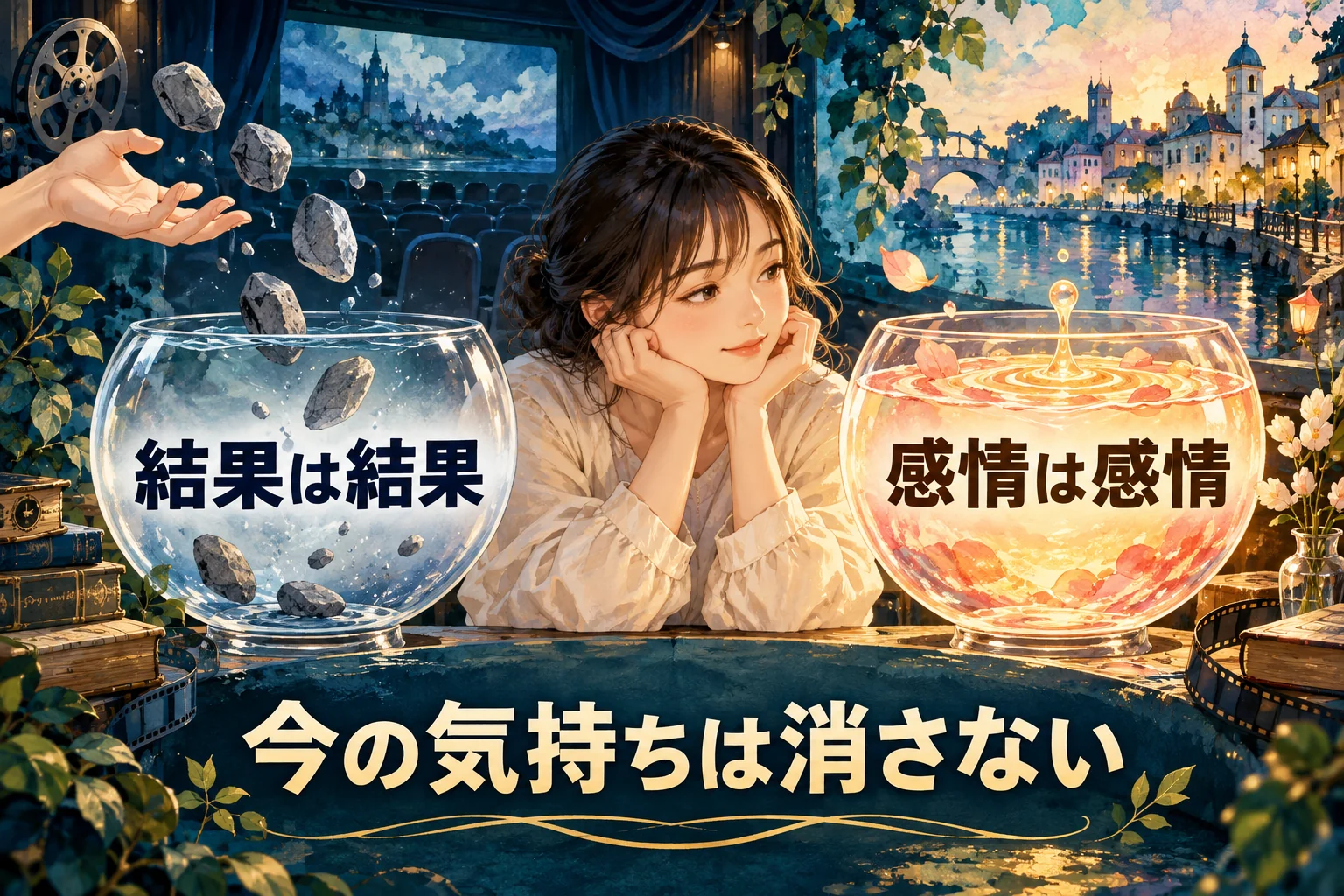 結果への執着を手放すことと、今の感情をそのまま持つことを並べるコラムの図