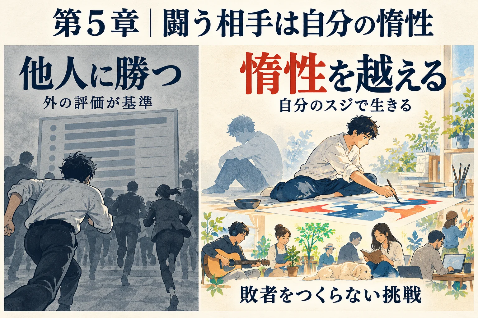 第5章。他人を負かす勝負と、自分の惰性を越えて生きる挑戦を区別する