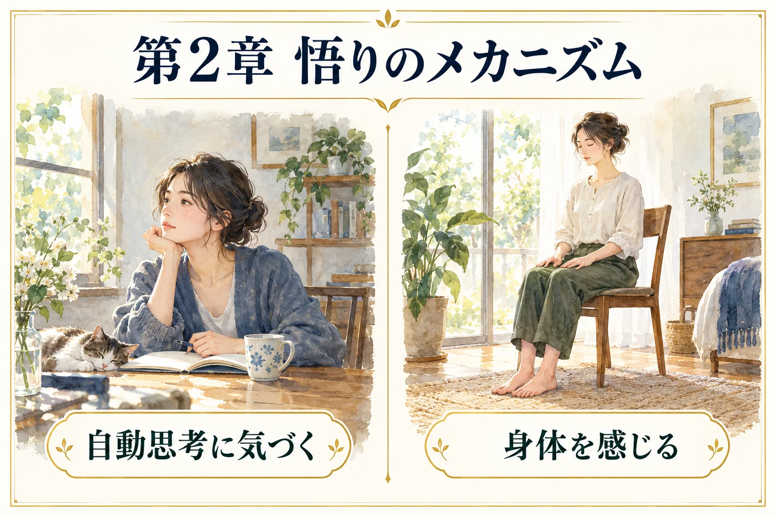 第2章 悟りのメカニズム。自動思考に気づく、身体を感じるという2本の柱