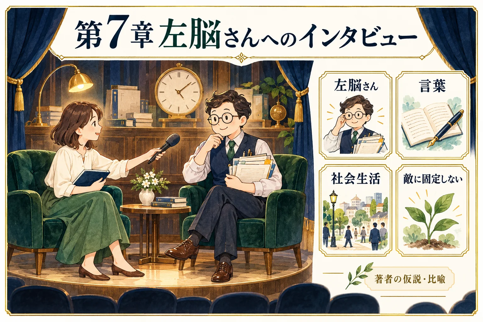 第7章 左脳さんへのインタビュー。敵に固定せず言葉や社会生活を支える働きを使う