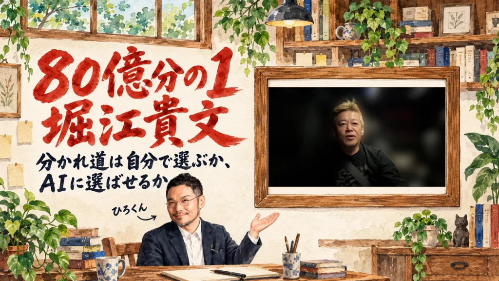 80億分の1 堀江貴文 分かれ道は自分で選ぶか、AIに選ばせるか。ひろくんが紹介する壁に動画のサムネイル