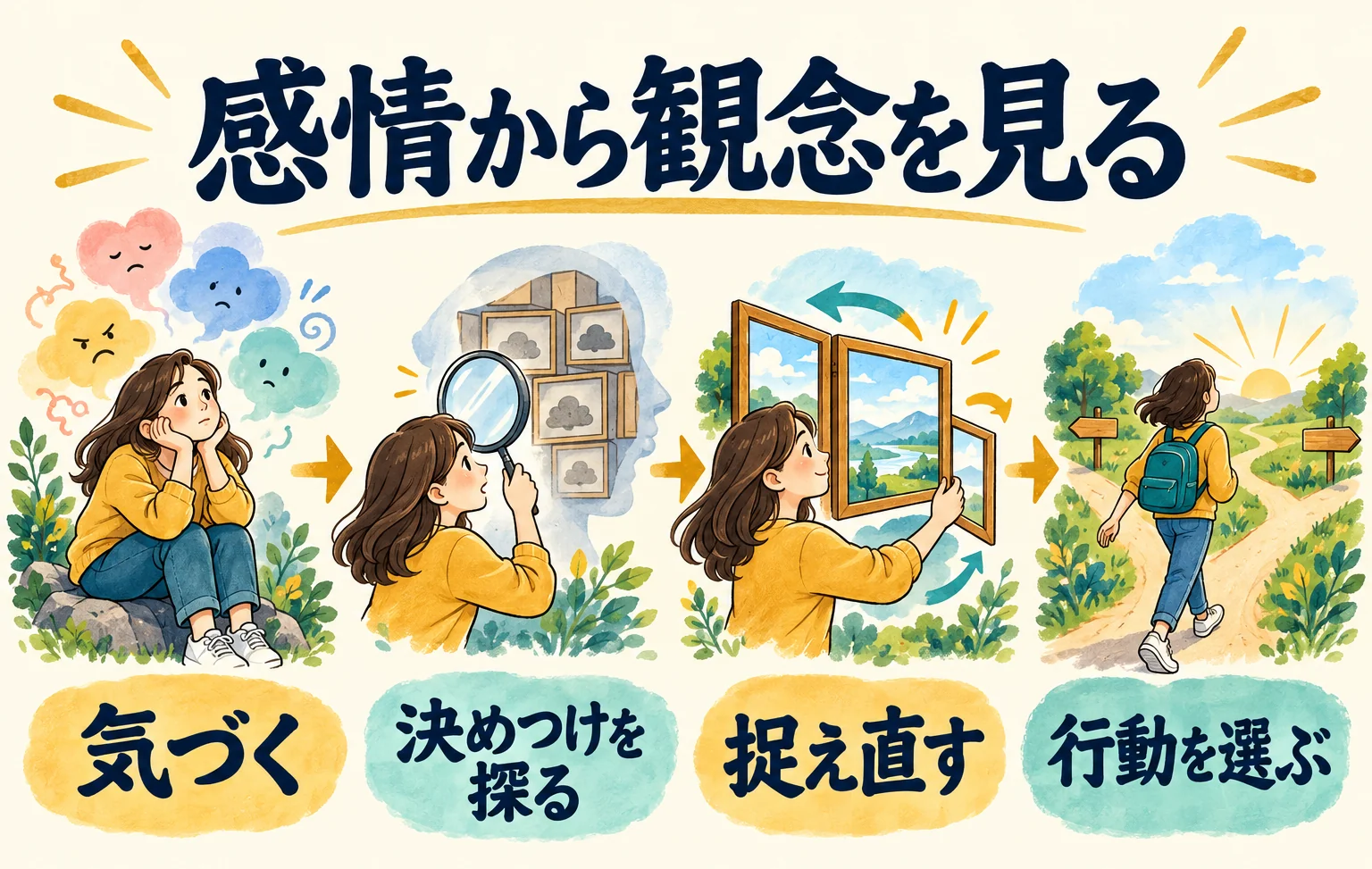 第4章。感情に気づき、その奥の決めつけをたどり、捉え方と次の行動を見直す